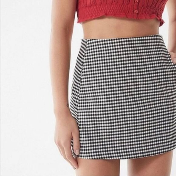 Gingham Plaid Mini Tennis Skirt Retro Urban Outfitters Pockets - Picture 3 of 6